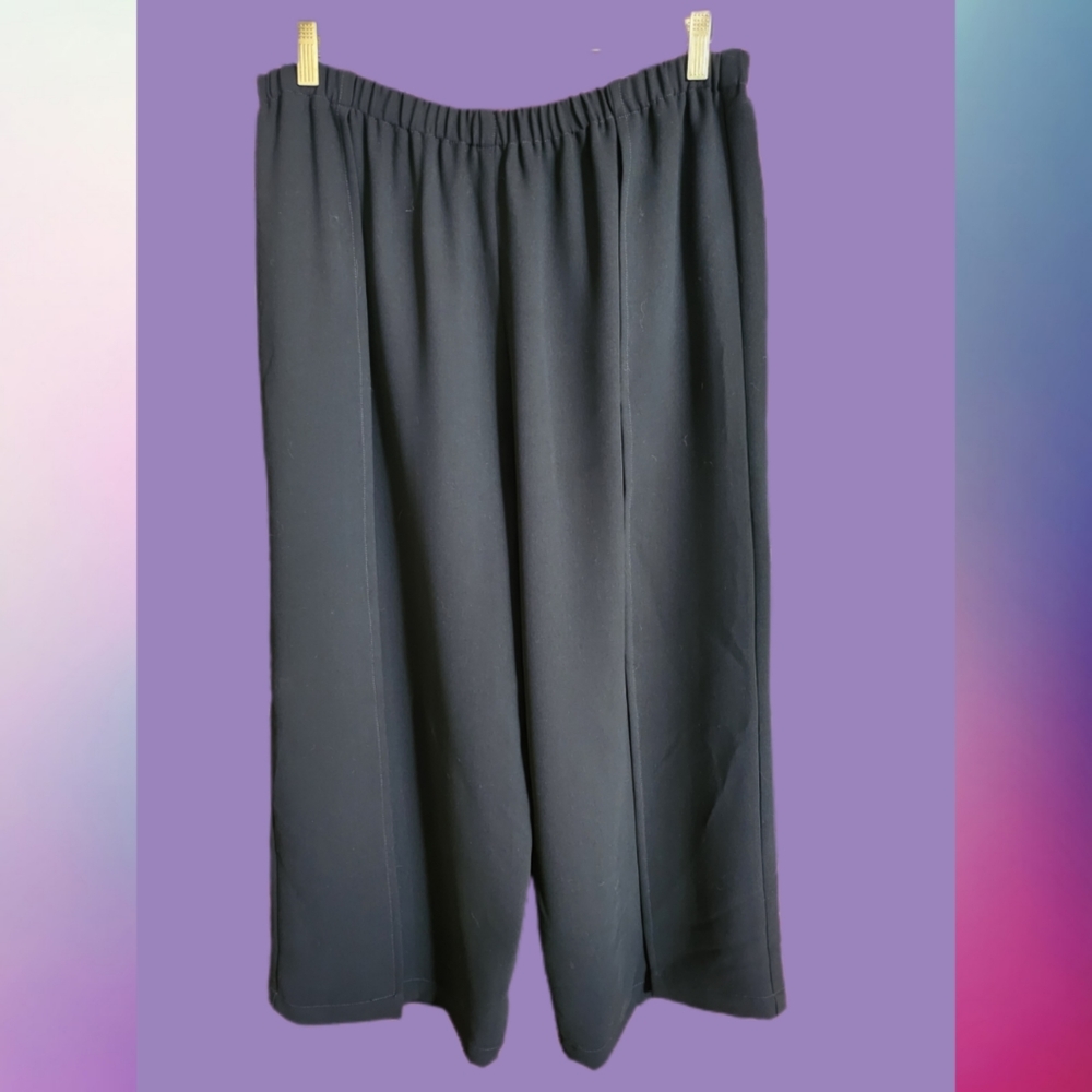 CHRISTOPHER CALVIN BLACK WIDE LEG DESIGNER PANTS - Picture 3 of 5